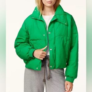 Free People Jackets & Coats | Free People Cropped Green Puffer Jacket - Size M